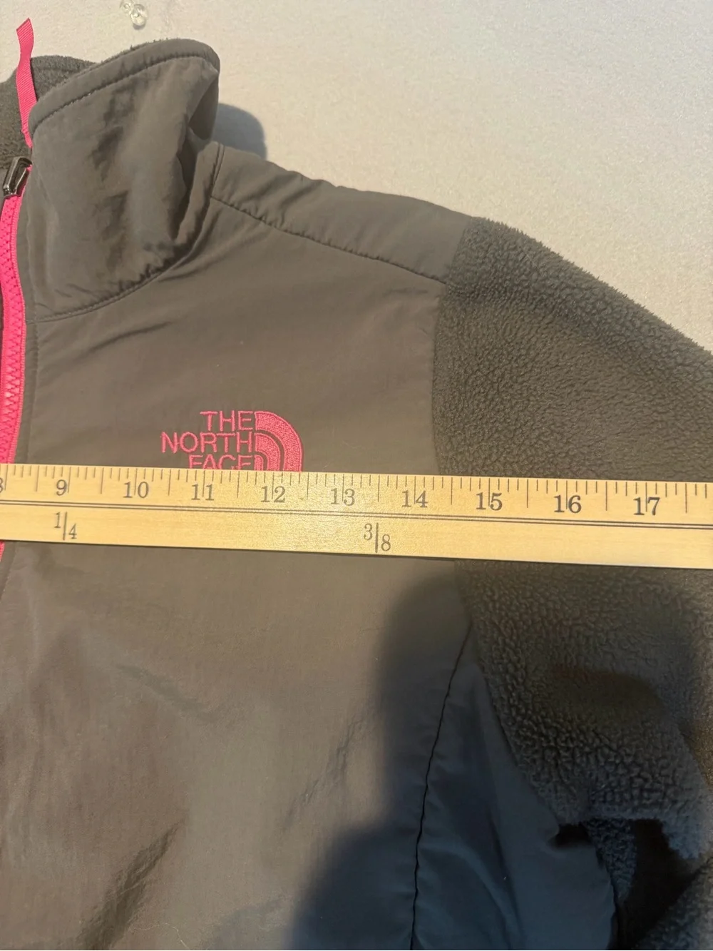 The North Face Kids Gray Fleece Jacket with Pink Zip